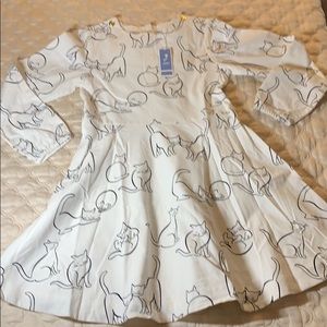 Jacadi Paris white corduroy dress with cat print